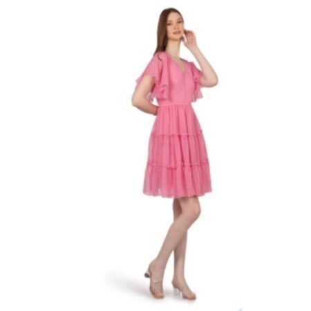 Women's Pink Georgette Midi Dress