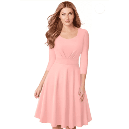 Women's Classy Solid Regular Fit V-Neck Lightweight Dress