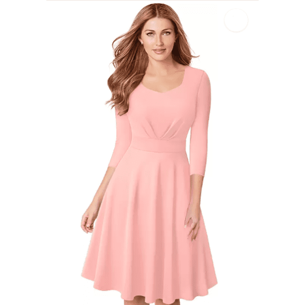 Women's Classy Solid Regular Fit V-Neck Lightweight Dress