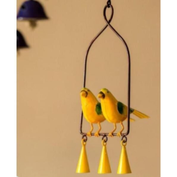 Handicraft Iron Painted Bird With Bell Wall Hanging Home Decor