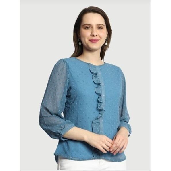 Women's Fancy And Casual Swiss Dot Top with Ruffles