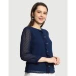 Women's Trendy And Casual Swiss Dot Top with Ruffles