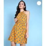 Women's Polka Dot Print Halter Neck Fit & Flare Dress