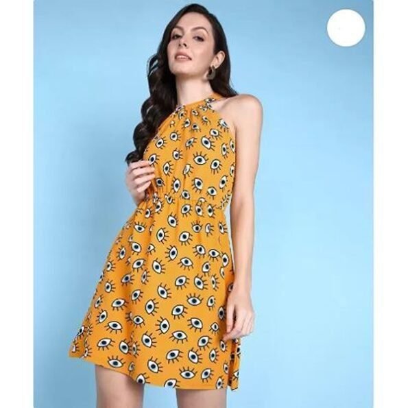 Women's Polka Dot Print Halter Neck Fit & Flare Dress