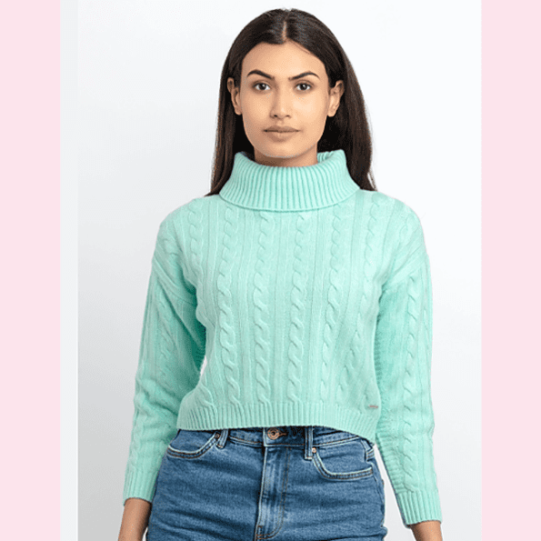 Women's Solid High Neck Sweater