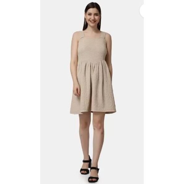 Women's Fit and Flare Beige Dress