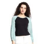 Women's Stylish And Casual Colourblock Round-Neck Top