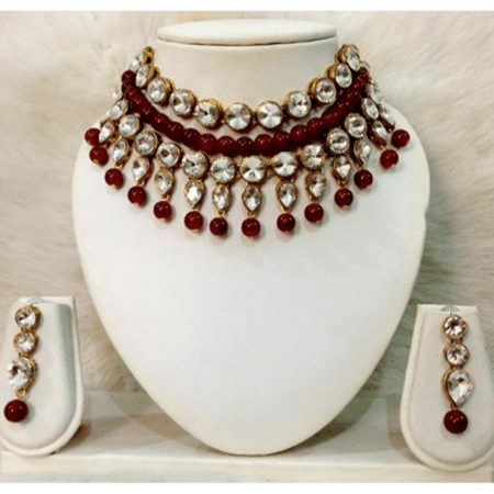 Trendy Wedding Wear Kundan Necklace Set