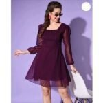 Women's A-line Maroon Dress