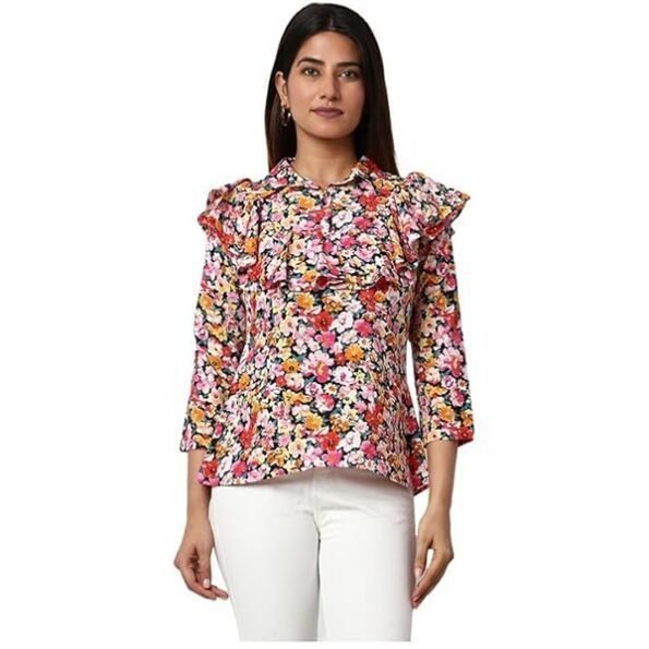 Women's Classy And Casual Multicolor Round-Neck Top