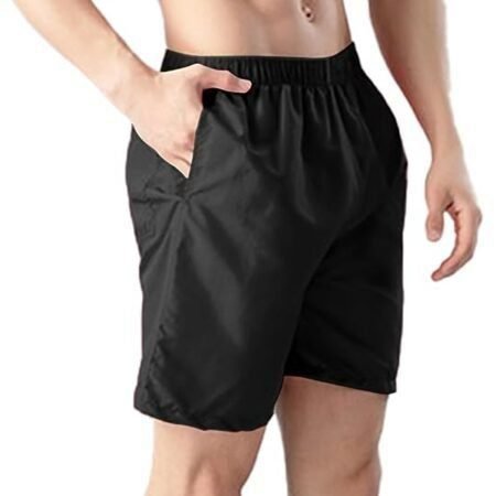 Men's Solid Black Sports Shorts