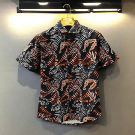 Men's Fancy Oversized Fit Printed Spread Collar Casual Shirt