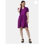 Women's Fit and Flare Purple Dress