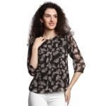 Women's Attractive And Casual Multicolor Round-Neck Top