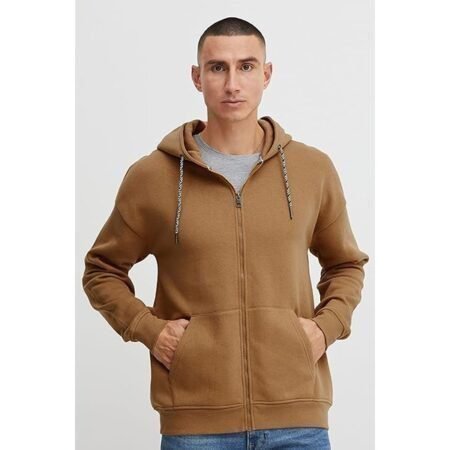 Men's Cool Solid Cotton Blend Hooded Zip Up Hoodie Sweatshirt