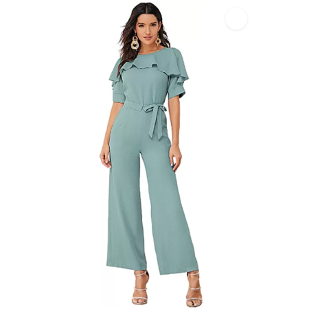 Women's Attractive Layered Ruffle Cap Sleeve Jumpsuit Pant