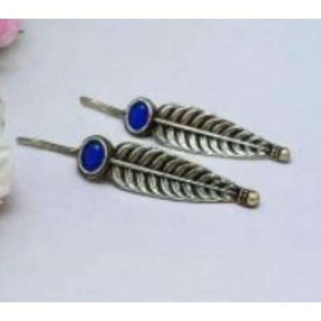 Women’s Blue Feather Oxidised Earring