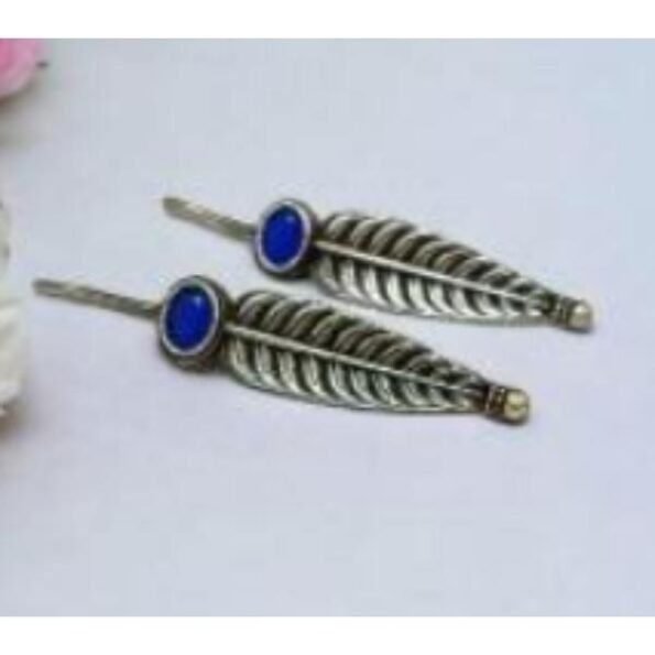 Women’s Blue Feather Oxidised Earring