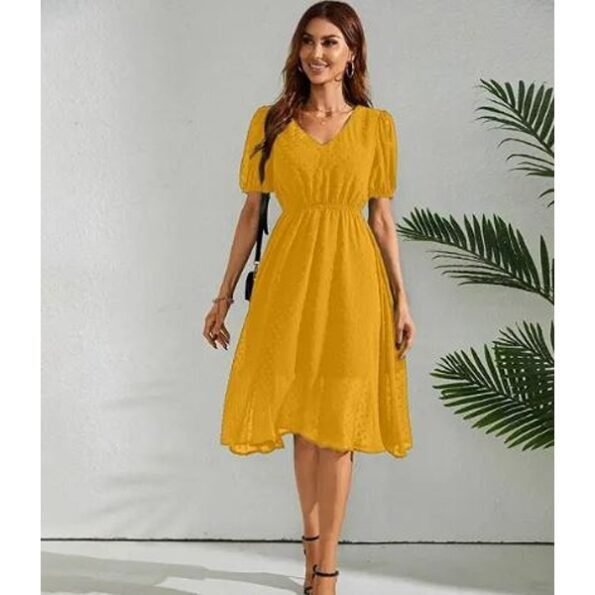 Women's Trendy Yellow Knee length Dress