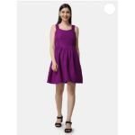 Women's Fit and Flare Purple Sleeveless Dress