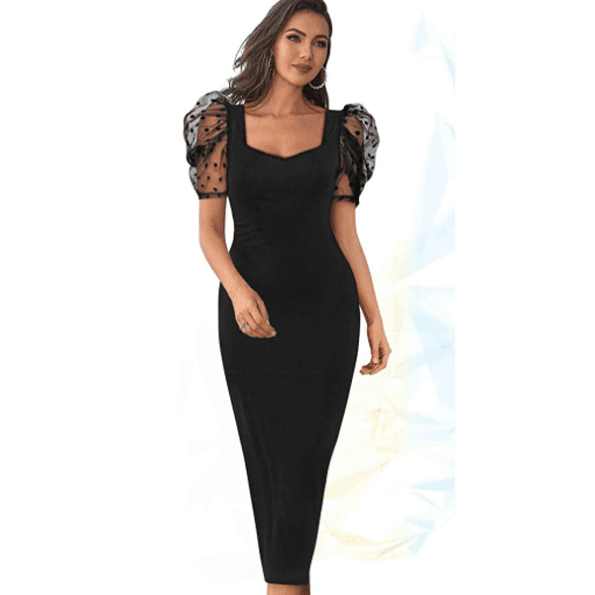 Women's Adorable Design With Net Fabric Bodycon Dresses