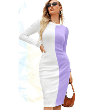 Women's Full Sleeve Dual Color Bodycon Dresses