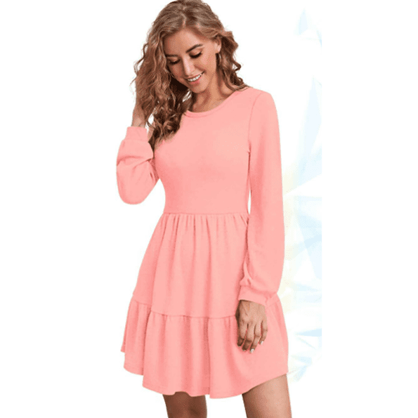 Women's Adorable Full Sleeve Plain Floral Dresses