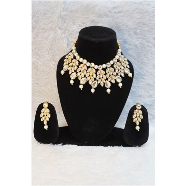 Gold-Plated White Kundan Jewellery Set