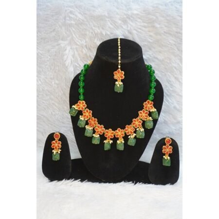 Women Floral Red & Green Color Jewellery Set