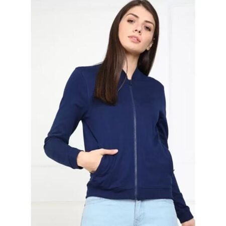 Women's Modern Solid Color Full Sleeve Zipper Jackets