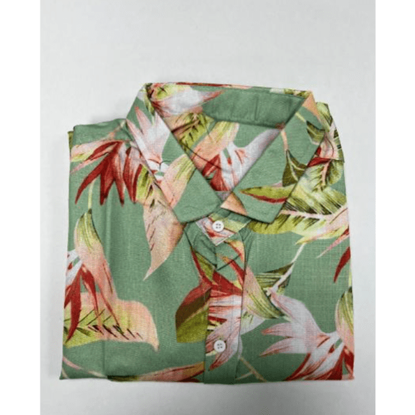 Men's Sea Green & Pink Floral Print Cotton Casual Shirt