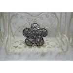 Women Silver-Toned Floral Shape Adjustable Finger Ring