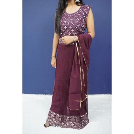 Women's Nayra Style Kurta Palazzo Pant With Dupatta Set