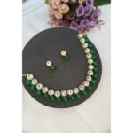 Ethnic Round Kundan Green Necklace Set