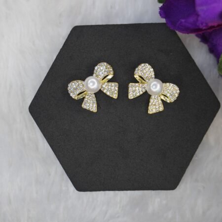 Gold-Plated With Crystal Stone Studded Earrings