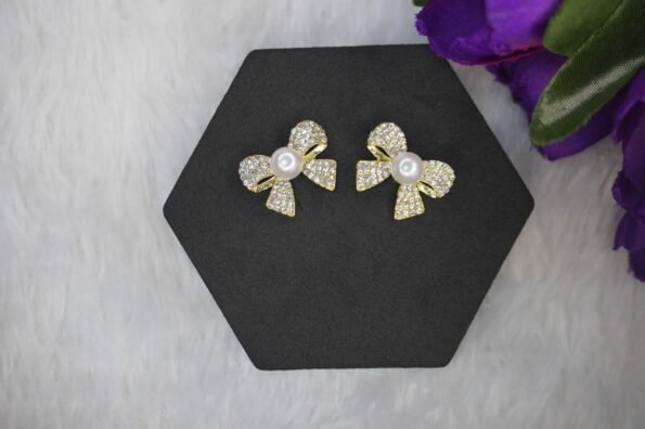 Gold-Plated With Crystal Stone Studded Earrings