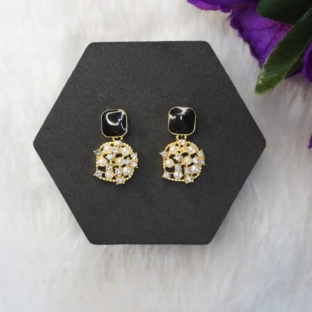 Gold-Plated With Pearl Studded Earrings