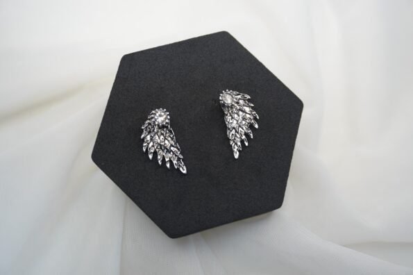 Silver-Plated Crystal Studded Earrings