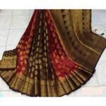 Women Adorable Dual Color Printed Silk Sarees