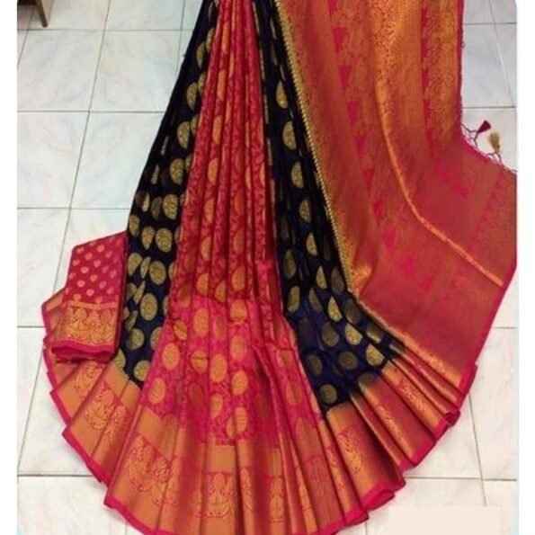 Women Adorable Dual Color Printed Silk Sarees