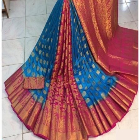 Women Adorable Dual Color Printed Silk Sarees