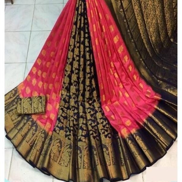 Women Adorable Dual Color Printed Silk Sarees