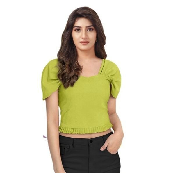 Women's Green Plain Comfortable Top & Tees