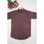 Men's Maroon Regular Fit Checked Shirt