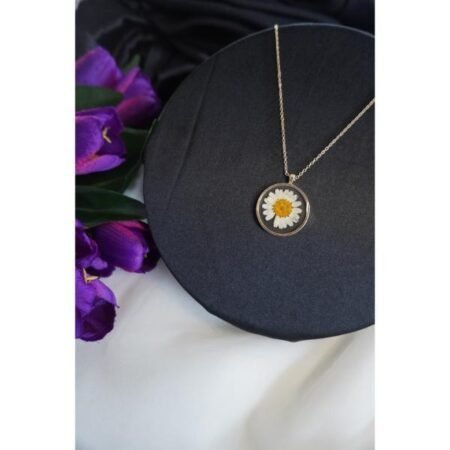 Real White Flower Dried Pressed Locket Pendant Necklace