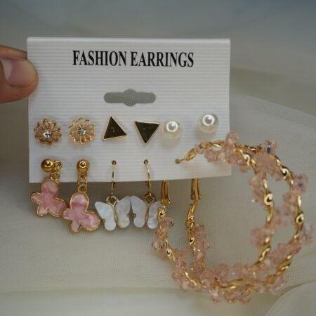 Adorable Round Golden Combo Earrings Sets