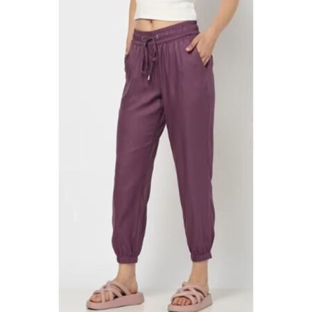 Women's Solid High Waist Relaxed Joggers