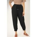 Women's Solid High Waist Relaxed Joggers