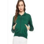 Women's Modern Solid Color Full Sleeve Zipper Jackets