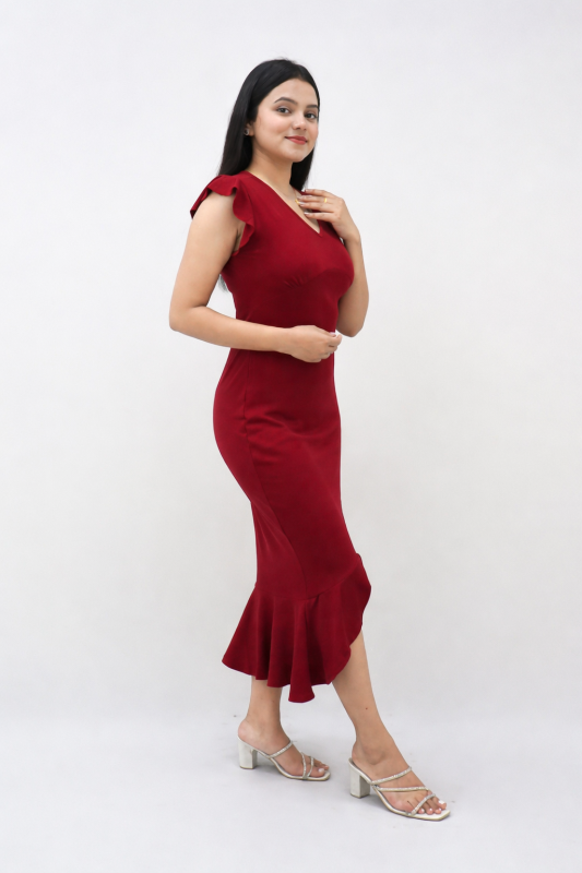 Women’s Elegant Red Midi Dress